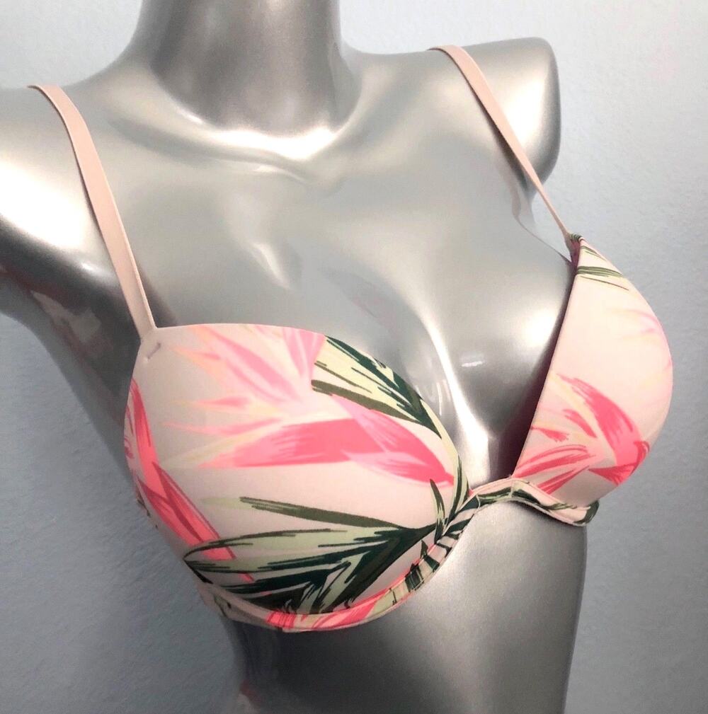 PINK Victoria's Secret Palm Cocoon Super Push Up VS Wear Everywhere Bra 32DD